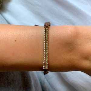 Henri Bendel Brown Rope Bracelet with Silver Bar
